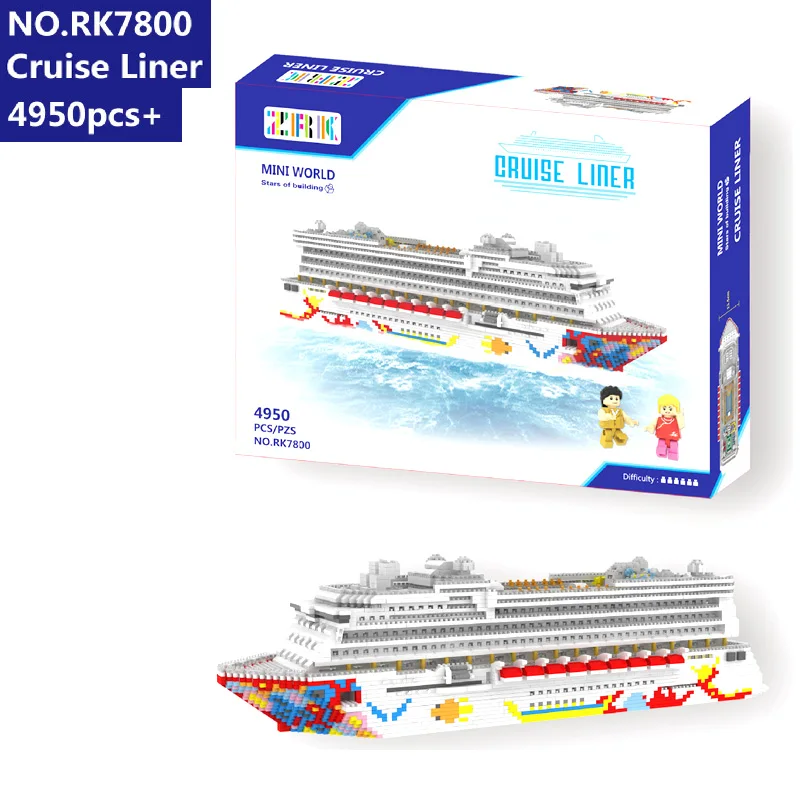 ZRK роскошный круизный лайнер корабль Большая белая лодка 3D модель DIY Алмаз Мини