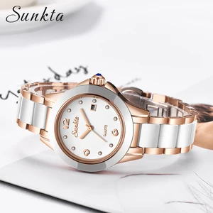 SUNKTA модные женские часы, розовое золото, женские часы-браслет, Reloj Mujer, 2019New креативные водонепроницаемые кварцевые часы для женщин