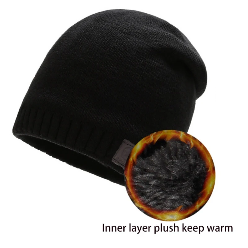 

Men Women Beanie Winter Hats Caps Knitted Wool Cap Casual Plush Lining Hip-Hop Skullies Beanies Warm Hat