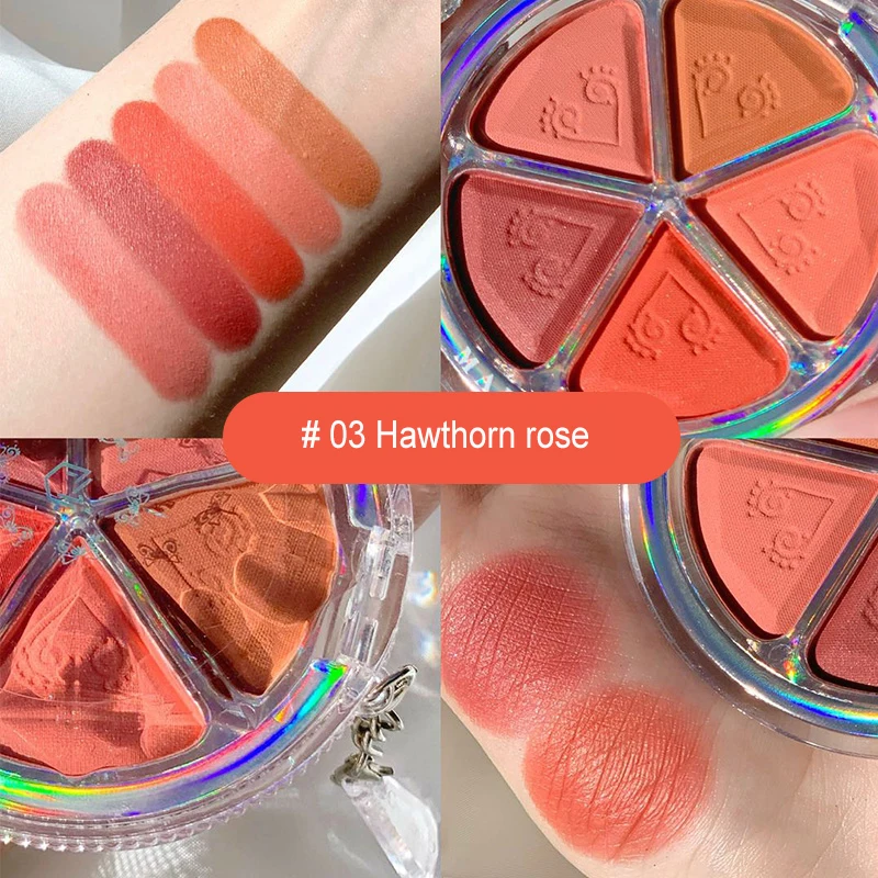 5 цветов Палитра теней для век матовые мерцающие розовые Лепестковые Румяна