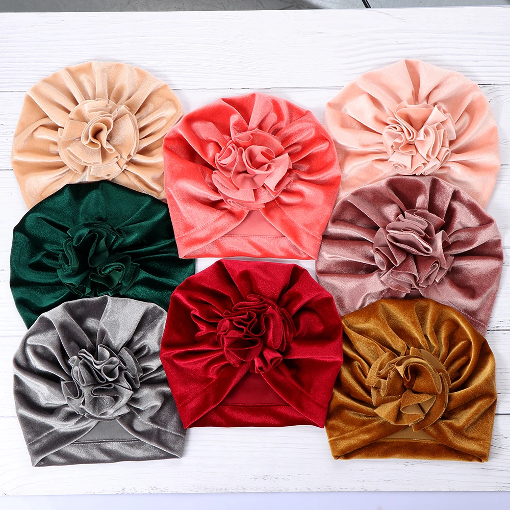Newborn Baby Velvet Turban Hat Boys Girls Knot Head Wraps Toddler Kids Soft Stretch Warm Beanie Cap Children Headbands | Детская одежда