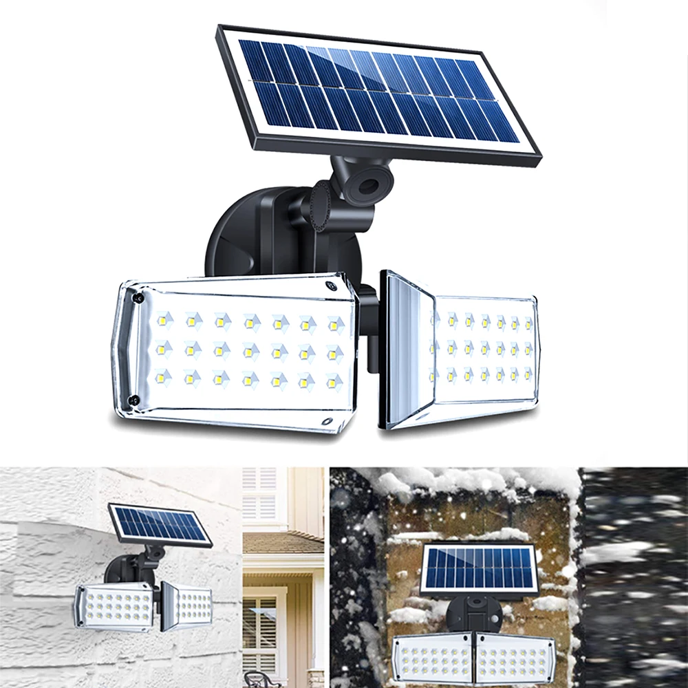 

Solar LED Wall Light Microwave Human Body Induction Light Double-Head Rotatable Courtyard Waterproof Solar Street Light 42 LEDS