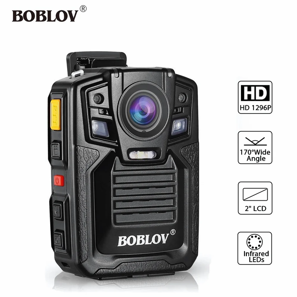 للبيع BOBLOV HD66-02 32GB/64GB HD 1296P كاميرا فيديو صغيرة الأمن الشرطة كاميرا يمكن حملها بالجسم للرؤية الليلية مسجل فيديو يمكن ارتداؤها كاميرا لرجال الشرطة