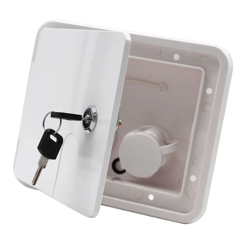 

RV Water Inlet White Gravity City Water Inlet Fill Dish Hatch Lock for Caravans RV Trailer Fresh Water Fill Hatch
