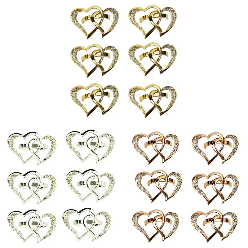 

Heart-Shaped Wedding Napkin Buckle Metal Napkin Ring Decor for Valentine's Day Party Dinner Table Decoration