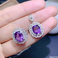 kjjeaxcmy fine jewelry 925 sterling silver inlaid amethyst girl luxury necklace pendant ring set chinese style with box