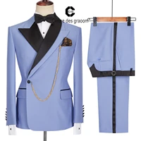 cenne des graoom latest coat design men suits tailor made tuxedo smoking 2 pieces blazer wedding party groom costume homme blue