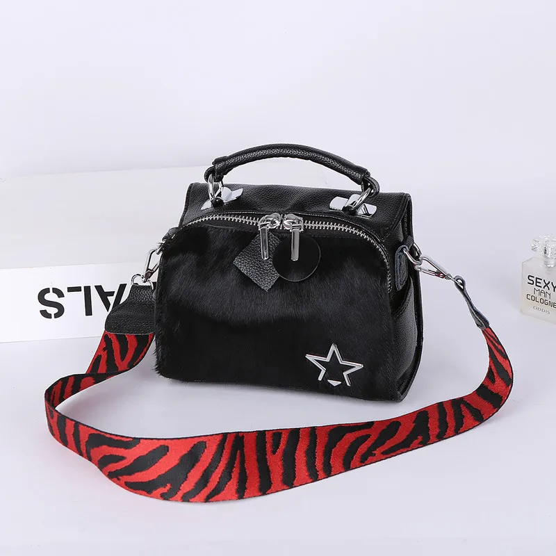 Женская сумка-мессенджер из натуральной конской шерсти кожаная сумка с широким