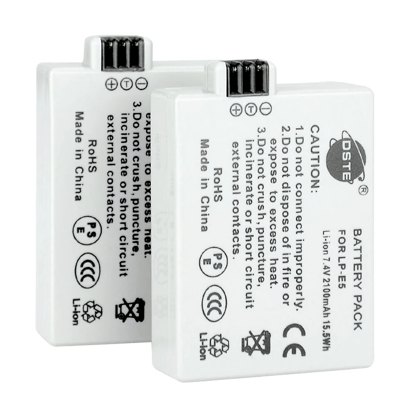2шт 2100mAh 7 4 V 15.5Wh DSTE LP-E5 батарея для камеры 1 * DC зарядное устройство Canon 450D 500D 1000D Kiss