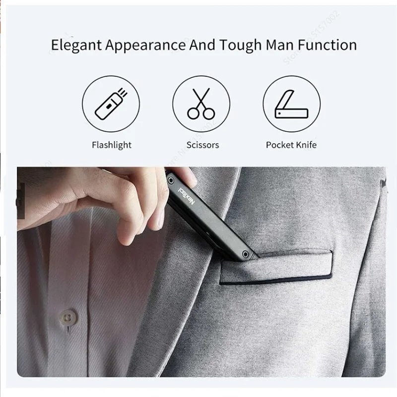 Jual NEXTOOL 3-In-1 Alat EDC Tipe-c QC Pena Isi Ulang Senter Saku Taktis Gunting Pisau Lipat Untuk Keselamatan Kantor Luar Ruangan