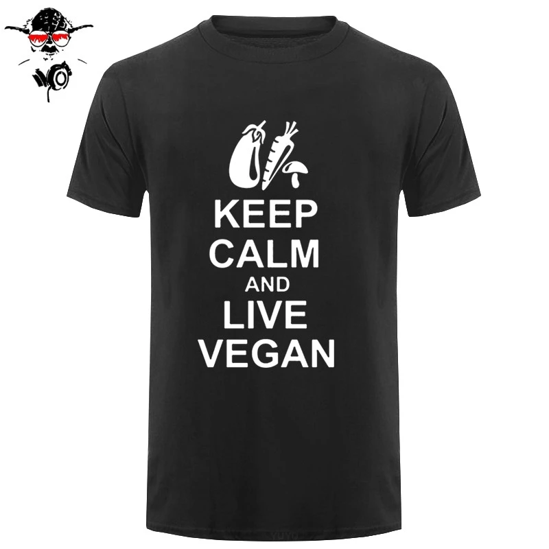 Новая летняя мужская футболка с коротким рукавом Keep Calm And Live Vegan хлопковая