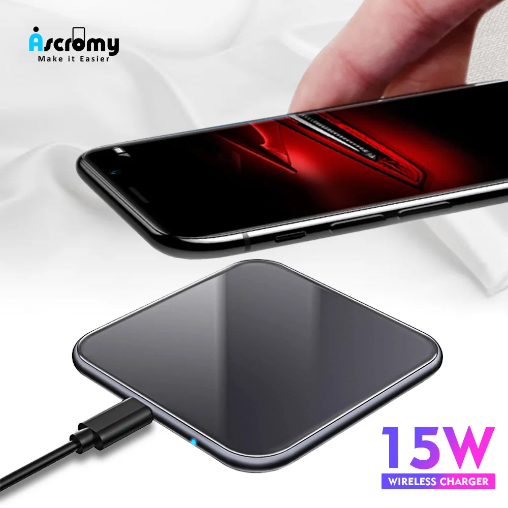 Беспроводное быстрое зарядное устройство Ascromy 15 Вт для samsung S10 huawei P30 Pro Xiaomi Qi