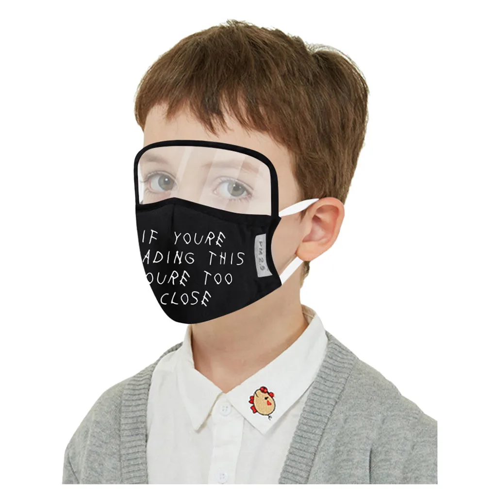 

1/3pc Children Maske With Eyes Shield Kids Face-masks Reusable Letter Print Mondmasker Wasbaar Halloween Cosplay Mascarilla