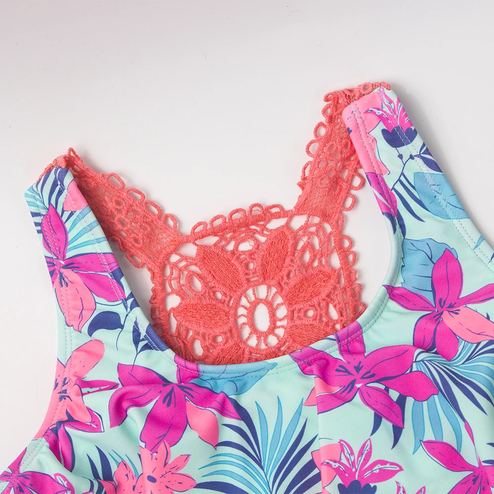 Богемный стиль Детские бикини с принтом для девочек модель 2023 года Летнее