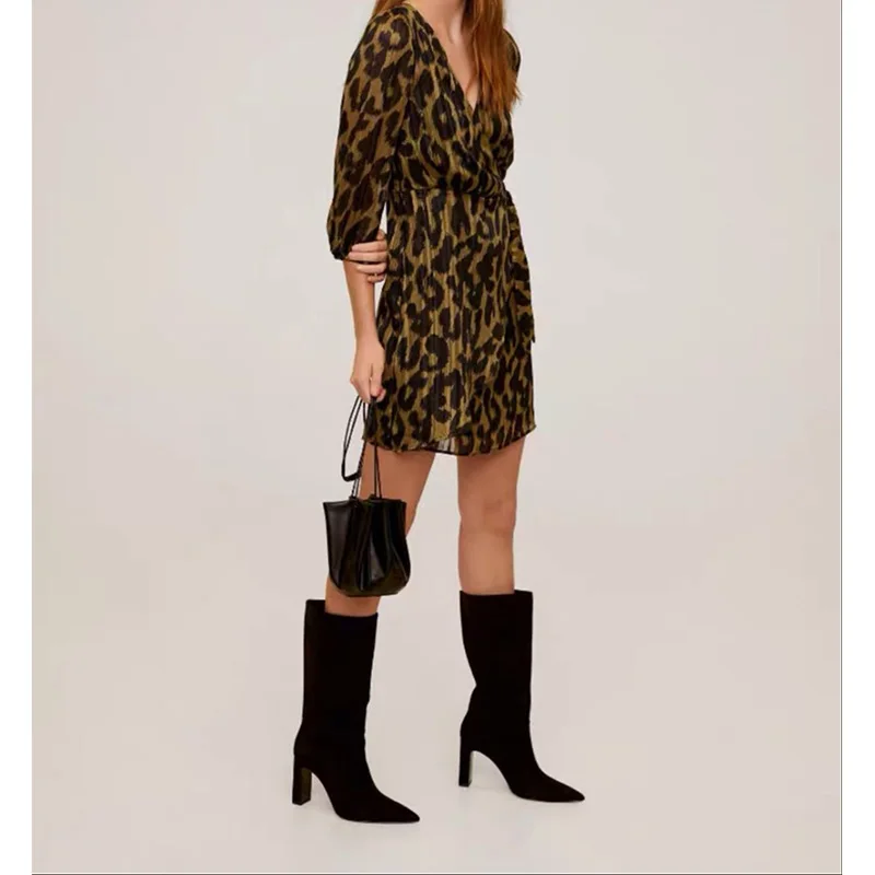 2020 Za Новая повседневная модная женская одежда леопардовая расцветка с длинным