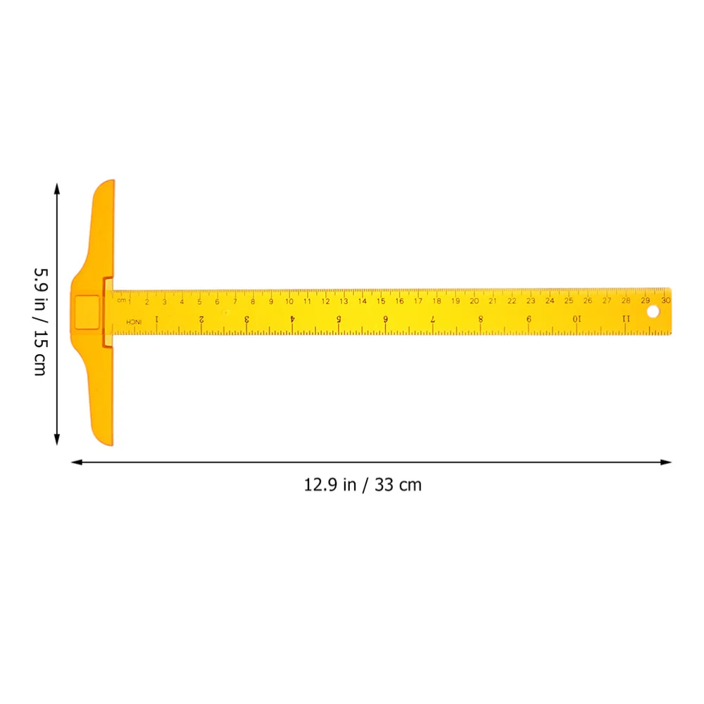 

2pcs Academic T-Ruler Transparent Measuring Straight Rulers Student Rulers