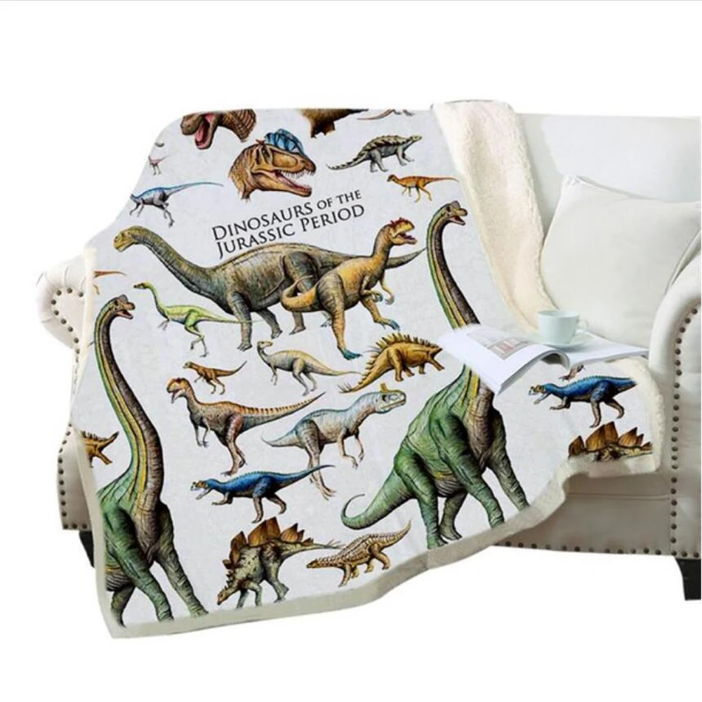Постельное белье с динозавром пушистое одеяло мягкое в стиле Юрского периода для