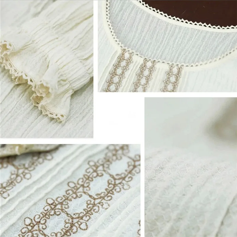 

100% Cotton Women Blouse Shirt 2020 Spring Vintage Blouse O-Neck Embroidery Butterfly Sleeve Loose Women Blouse 9536 Pink Shirt