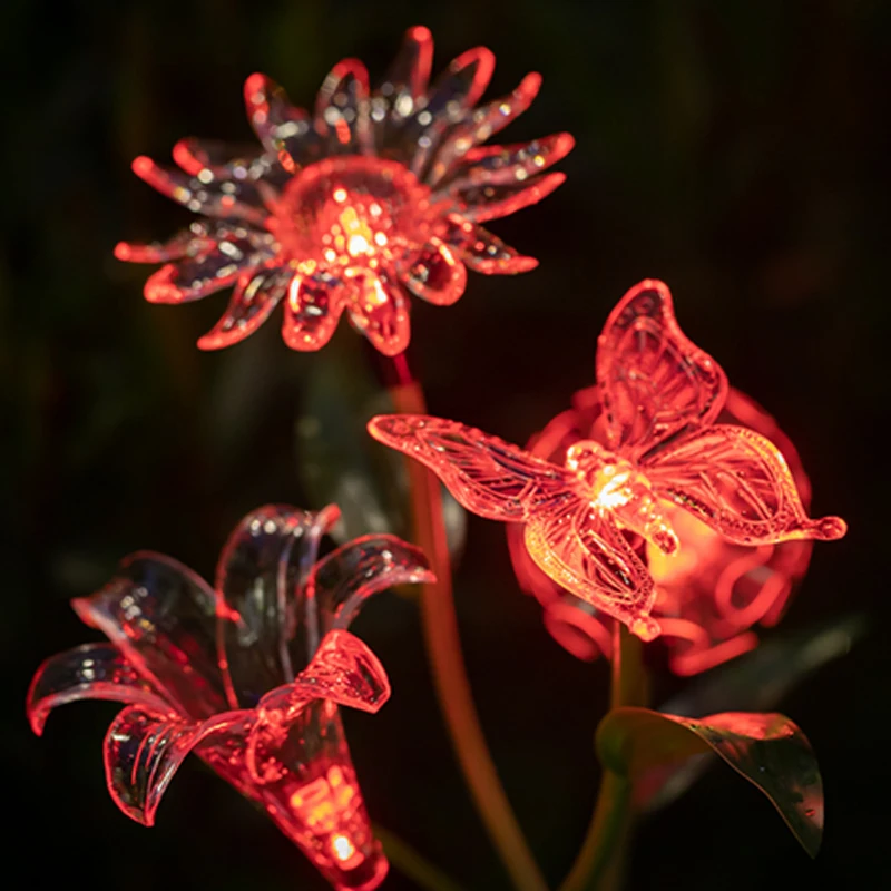 LED Colorful Solar Lily Sunflower Dandelion Butterfly Light LED Color Change LED Flower Light Solar For Garden Outdoor Light