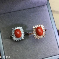 kjjeaxcmy fine jewelry 925 sterling silver inlaid natural red coral ring womens fine ring classic support detection beautiful