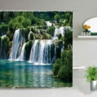 Занавеска для ванной с изображением лесного пейзажа, 3D занавеска для душа с принтом водопада, водонепроницаемая ткань, домашний декор для ванны