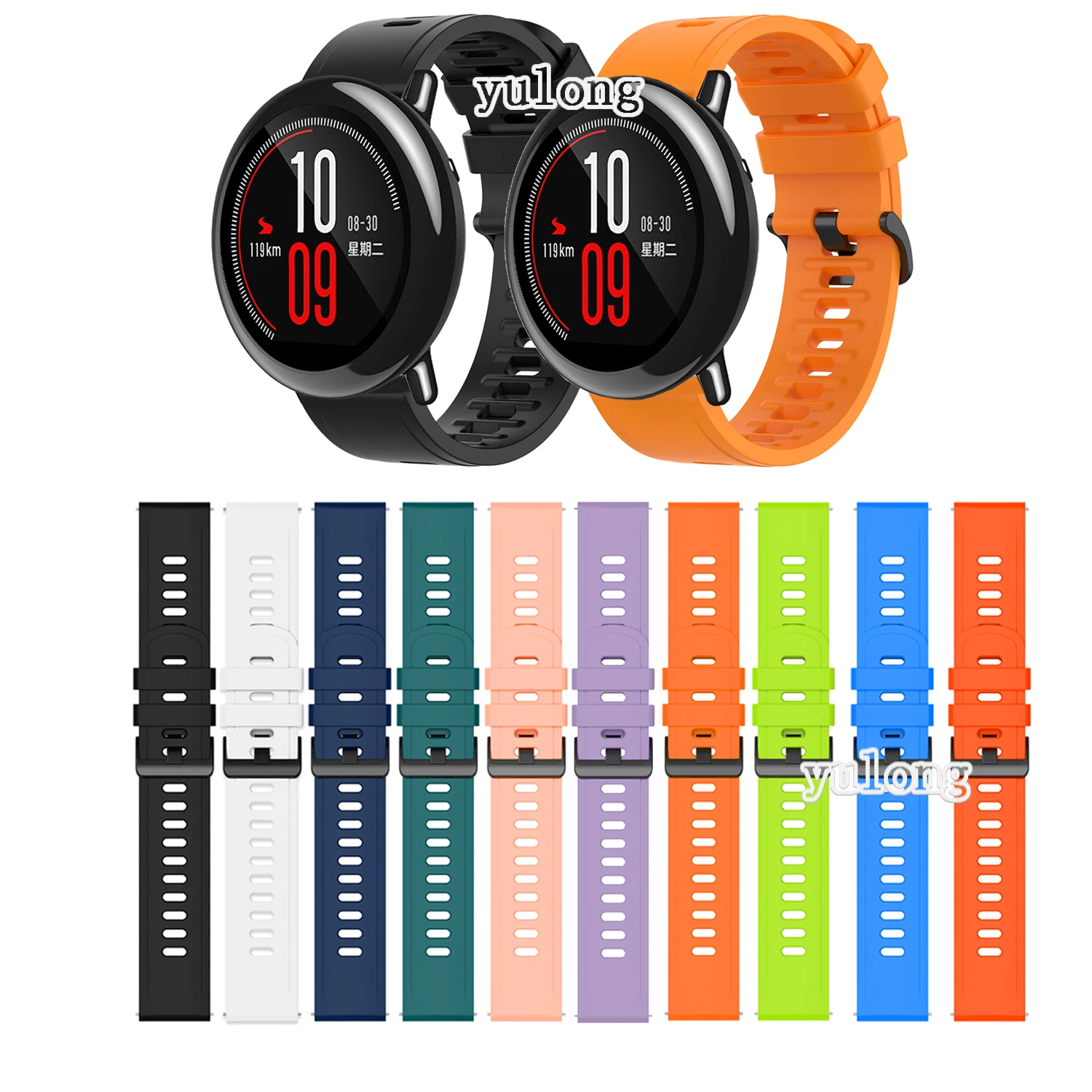 

Ремешок силиконовый для Huami Amazfit PACE, мягкий браслет для смарт-часов 22 мм, браслет для Stratos 2 2S 3 GTR 47 мм GTR2
