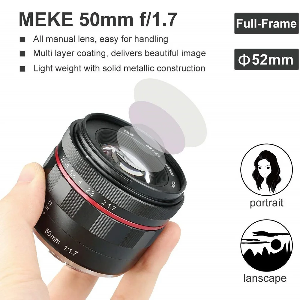 Meike 50 мм f1.7 полноразмерный объектив с ручной фокусировкой для Fuji X | Электроника