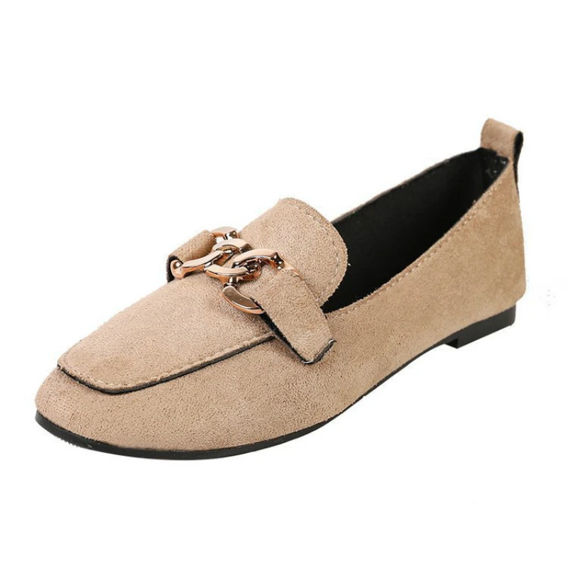 

2020 New Flat-Heel Metal Buckle Women's Shoes Scrub Buckle Casual Shallow Mouth Women's Shoes Flat Shoes Women's Shoes