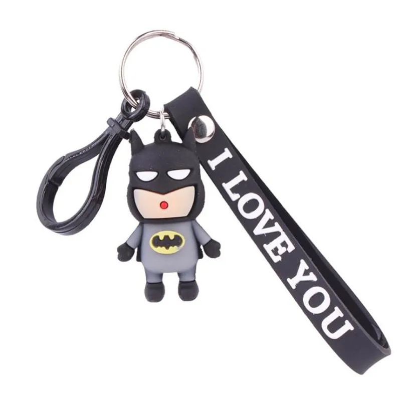 Comic Anime Superman Batman Captain America Iron Man Deadpool Cosplay Keychain Pendant Accessories Rubber Gift