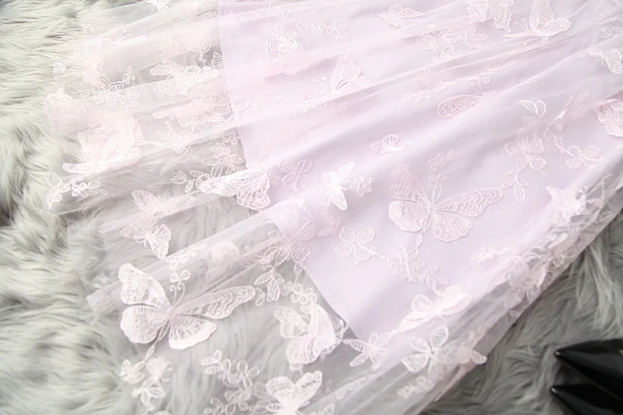 

Europe and the United States women's clothing New Summer 2021 Short sleeved off-shoulder mesh embroidery Fashion slim dress