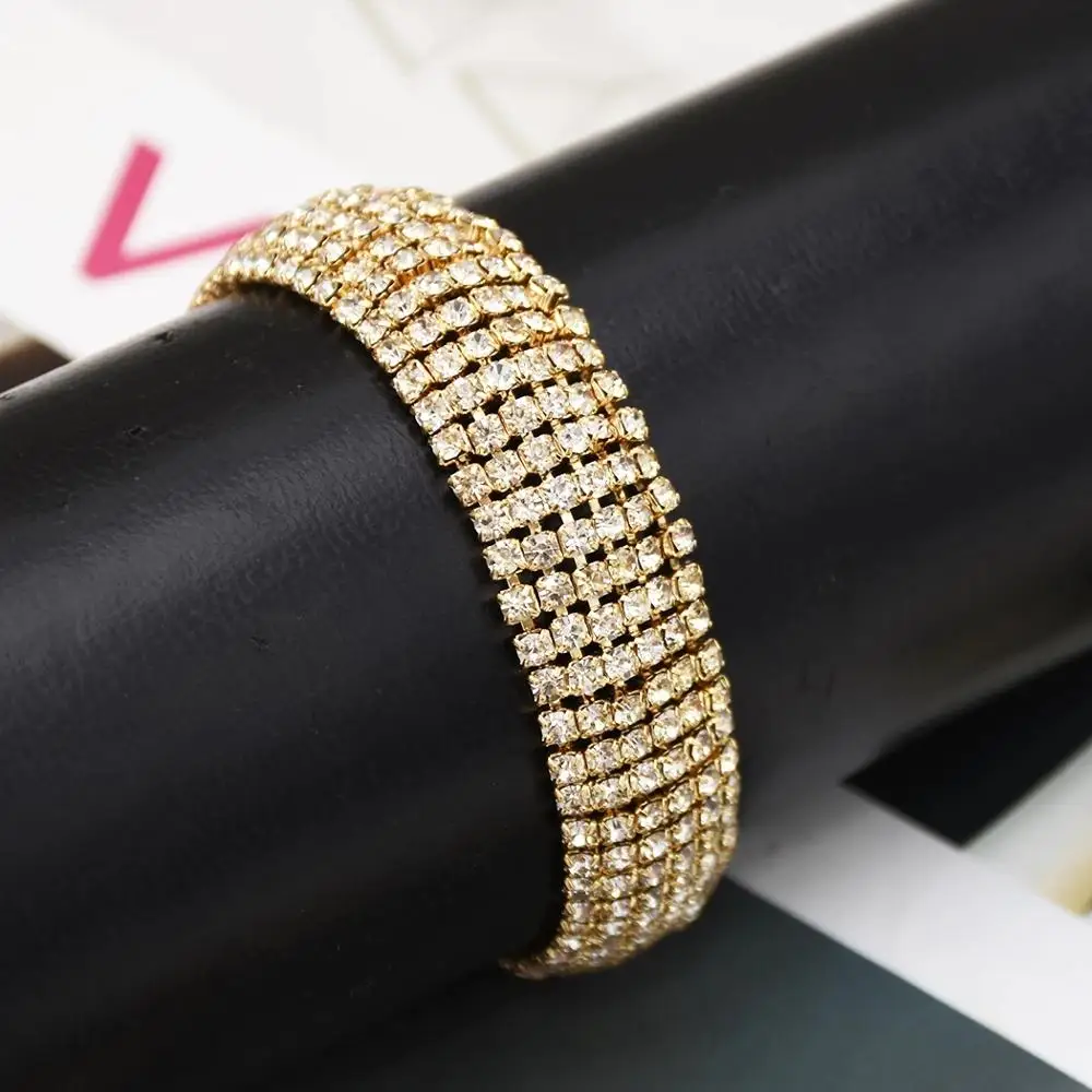 Indian Ethnic Elastic Strand Bracelet Tibetan color Metal Rhinestone Wide Cuff &amp Bangle for Women Vintage boho Turkish | Украшения и