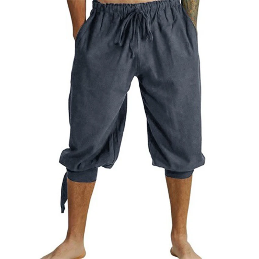 Стимпанк мужские укороченные брюки Ренессанс пират капри средневековый средний