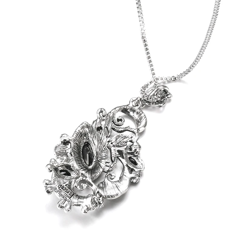 Очаровательное ожерелье Kinel из черного камня с хрустальным цветком для женщин