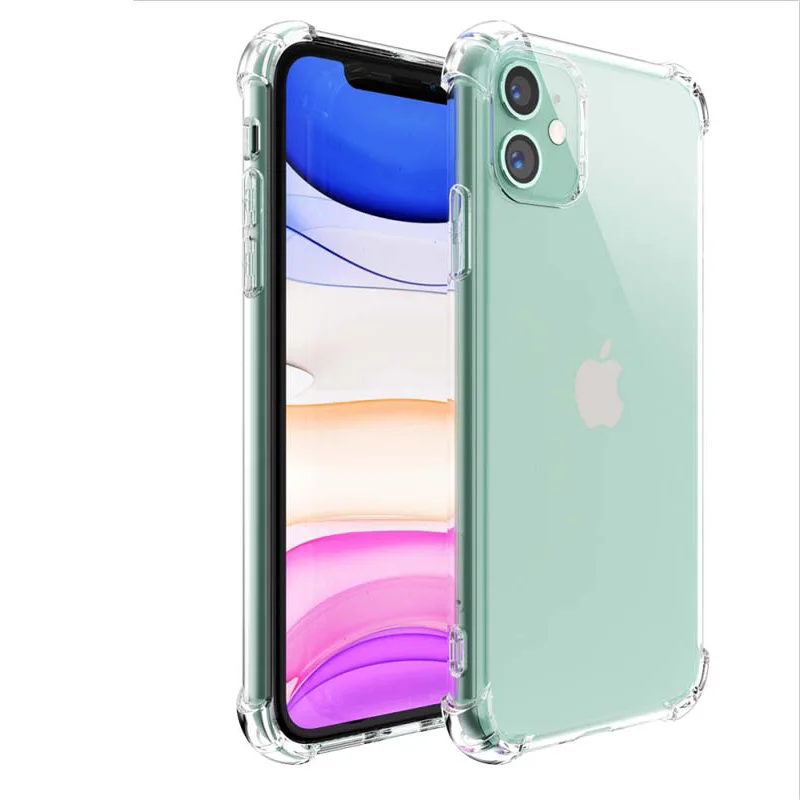 

Clear Phone Case For iPhone 11 Pro Max 12 Mini X XR XS 8 Plus 7 SE 2020 Transparent Silicone Soft Four corners Shockproof Cover