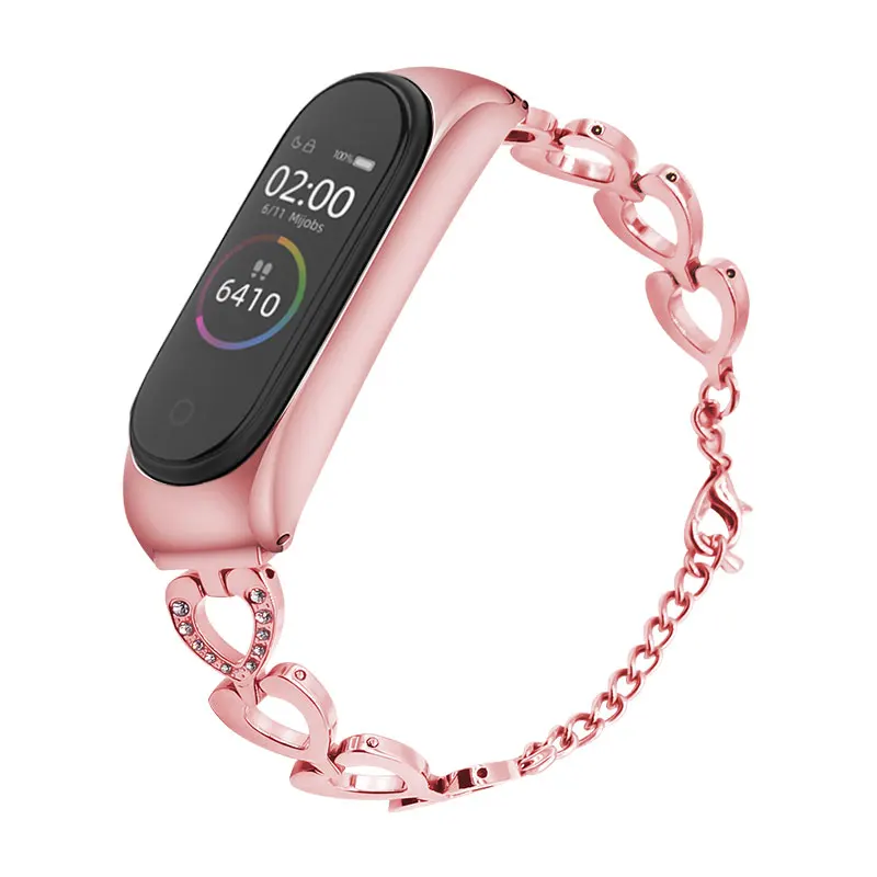Алмазный браслет для спортивной камеры Xiao Mi Band 3 и 4 Нержавеющая сталь браслет Xiaomi Xaiomi Xiami Xaomi Xaiomy ремень