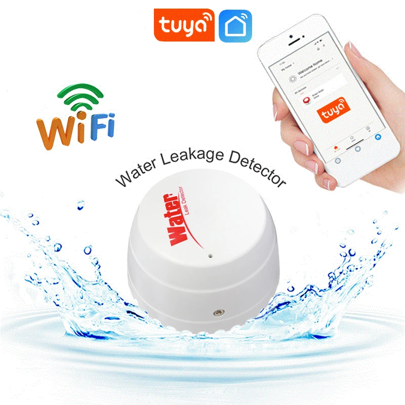 

Датчик утечки воды Tuya Wifi/Zigbee, детектор утечки со звуком, управление через приложение, оповещение о переполнении