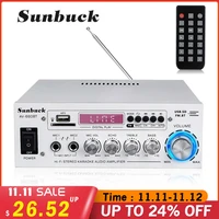 sunbuck amplificador hifi 2 ch audio power amplifier 12220v home theater amplifier audio support fm usb sdremote control