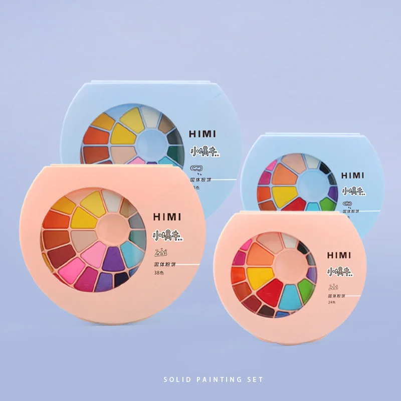 

24/38 Colors Solid Watercolor Paint Cute Snail Powder Water Color Painting Pigment Hand-painted Portable Painting Art Supplies