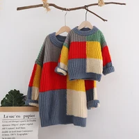 2021 spring autumn childrens clothing parent child clothes childrens round neck mid length mother and daughter sweater