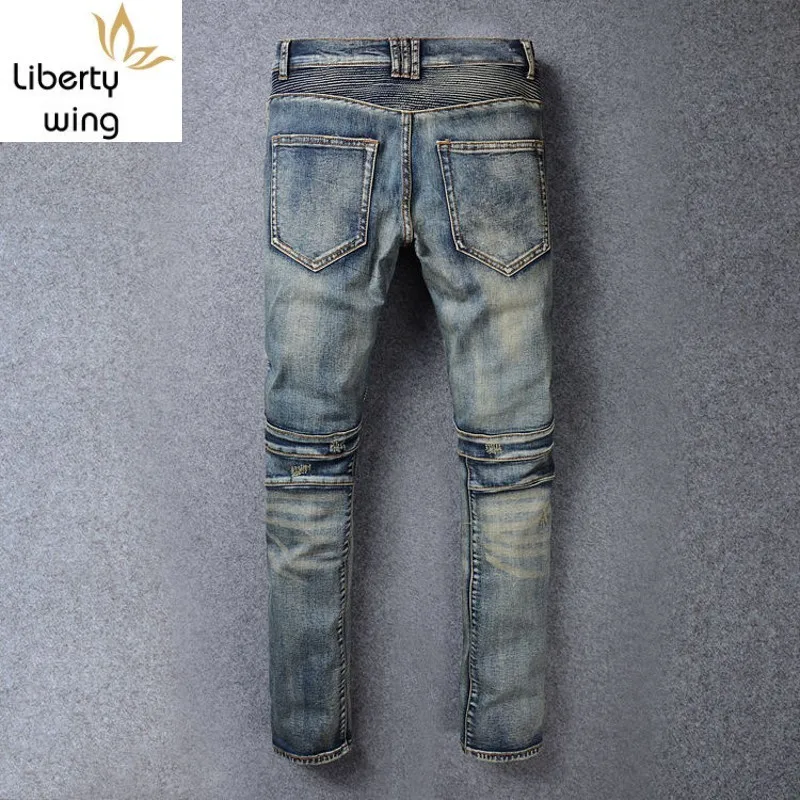 Джинсы скинни мужские рваные джинсы с дырками модная брендовая одежда