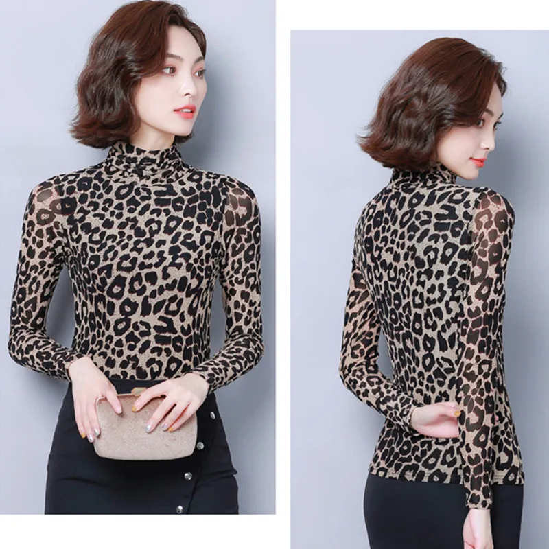 Животное с принтом Блузка Женщины Плюс Размер Повседневная рубашка длинным