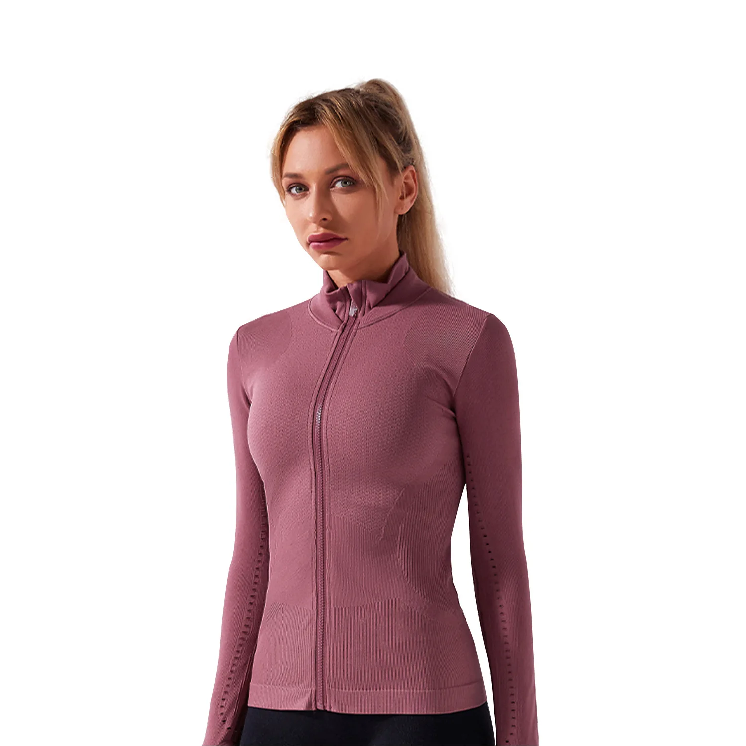 

Women's Yoga Top Knitted Solid Color Breathable Slim Running Fitness Seamless Long Sleeve Sportswear Workout Wear 2021