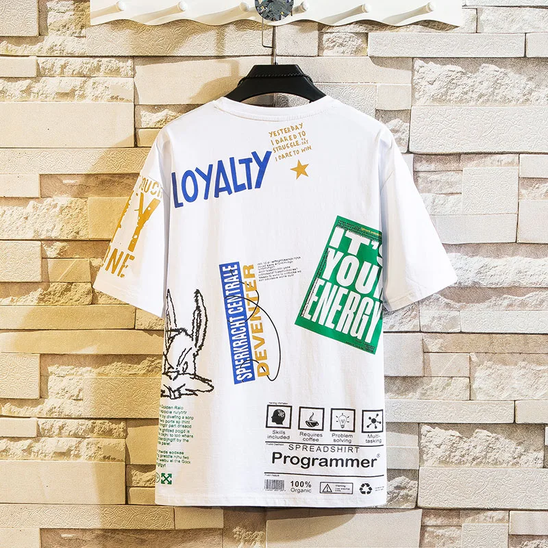 

2021 New Men Streetwear T-shirt Tops 3 colors Cotton O-Neck Printed High Quality Top Tees Male coat Size M-3XL