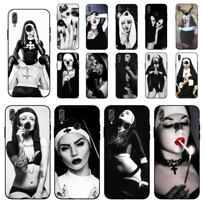 

YNDFCMB Sister Style Nun Sexy Girl Phone Case for Huawei Honor 8 x 9 10 20 V 30 pro 10 20 lite 7A 9lite case