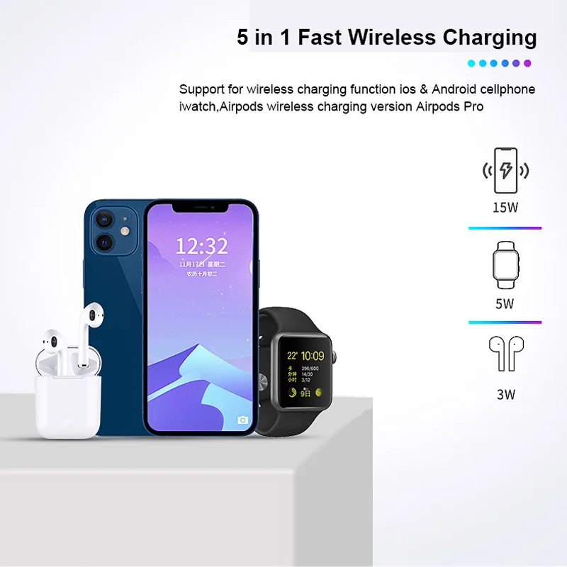 

3in1 LED table lamp Magnetic wireless charging Station For magsafe 15W Fast Charger For iPhone12 Apple Watch Airpodspro Chargers