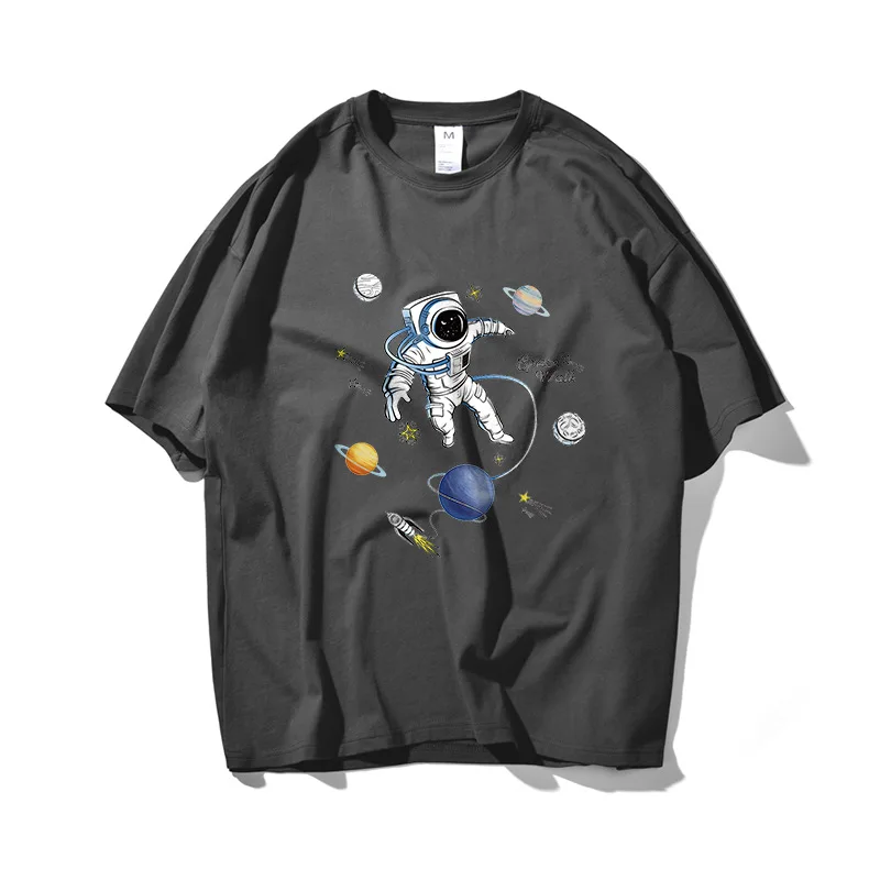 

Astronaut & Univers Hip Hop Oversize T Shirt Men Streetwear Tshirt Short Sleeve Cotton Loose HipHop T-Shirt Couple 2021 Summer