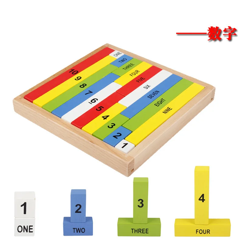 

Montessori Number Teaching Aids Jigsaw Wooden Toys 1~10 Number Letter Wooden Blocks Basic Mathematical Operations Learning Toys