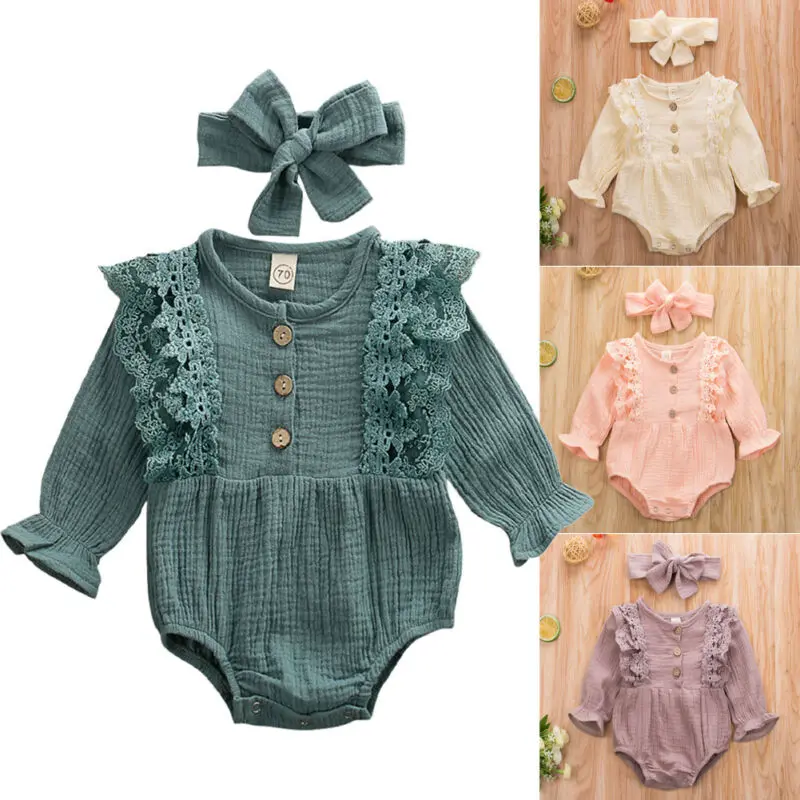 Кружевное боди с цветочным принтом + повязка на голову бантом Одежда для