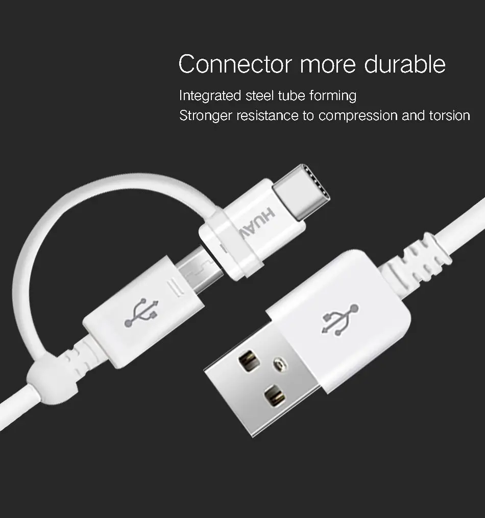 Huawei P20 дорожное зарядное устройство 2 в 1 Micro USB type C кабель 2A 1,5 M type-C зарядный кабель Mate10 Mate9 Pro Lite Honor V10