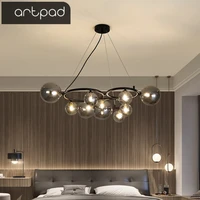 artpad ceiling hanging lamp glass smoke gray art decor bar pendant lights modern for dining room brass cycle lamp with g9 bulb